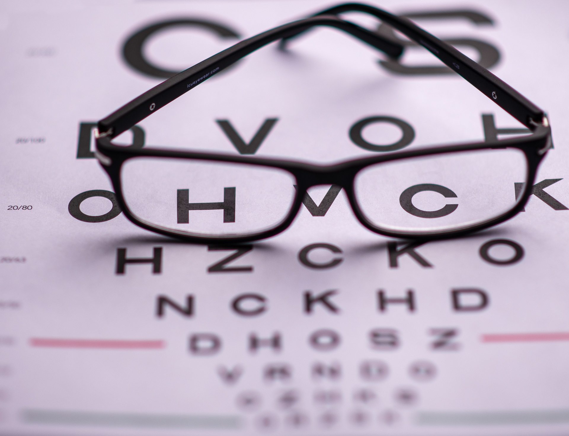 Image of glasses sitting on top of an eye chart